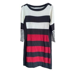 Studio One New York Large Sweater Dress Colorblock White Red Black